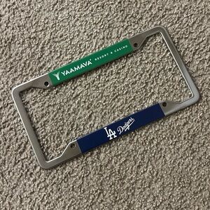 Dodgers License Plate Frame with Green and Blue Accents